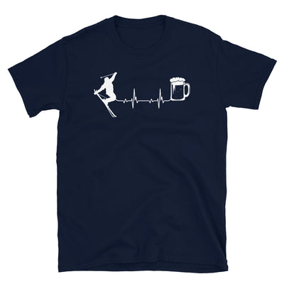 Herzschlag, Bier Und Skifahren - T-Shirt (Unisex) klettern ski Navy
