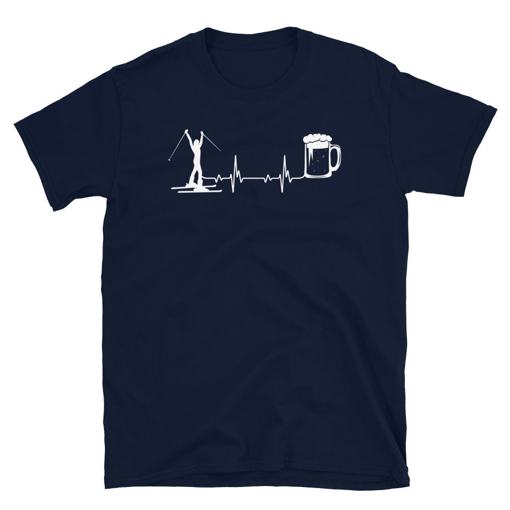 Herzschlag, Bier Und Skifahren - T-Shirt (Unisex) klettern ski Navy