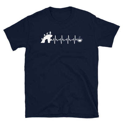 Herzschlag, Kaffee Und Klettern - T-Shirt (Unisex) klettern Navy