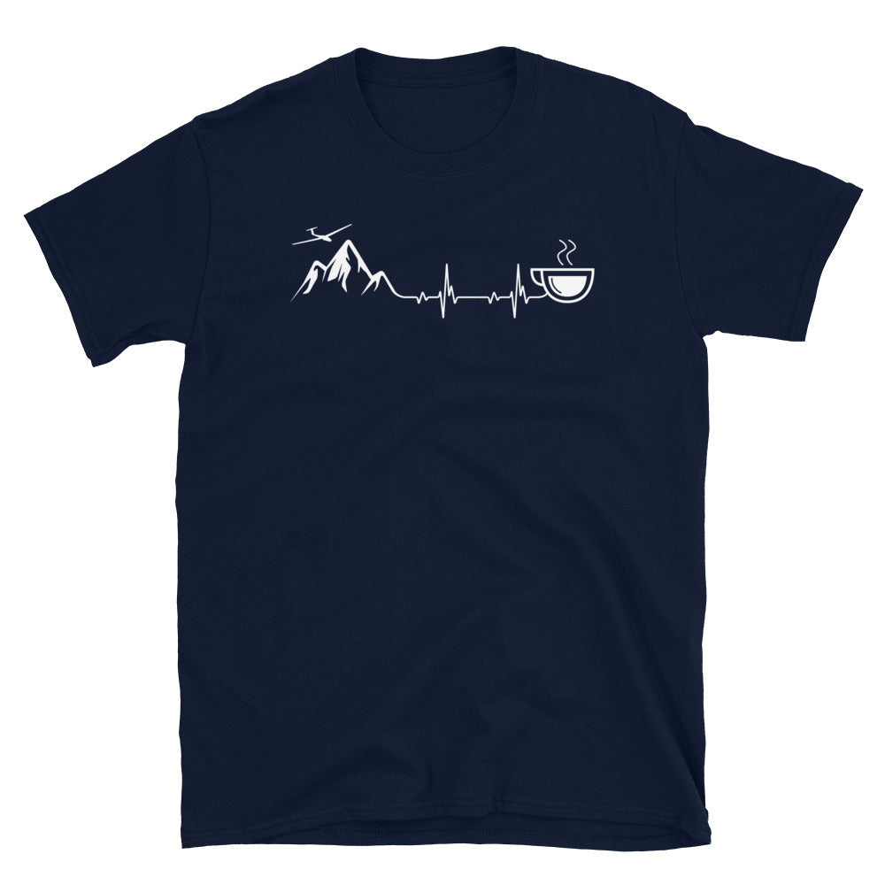 Herzschlag, Kaffee Und Segelflugzeug - T-Shirt (Unisex) berge Navy