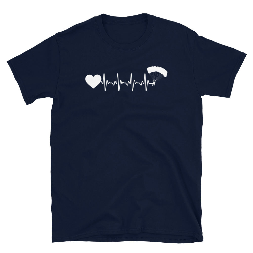 Herzschlag Herz Und Paragleiten - T-Shirt (Unisex) berge Navy
