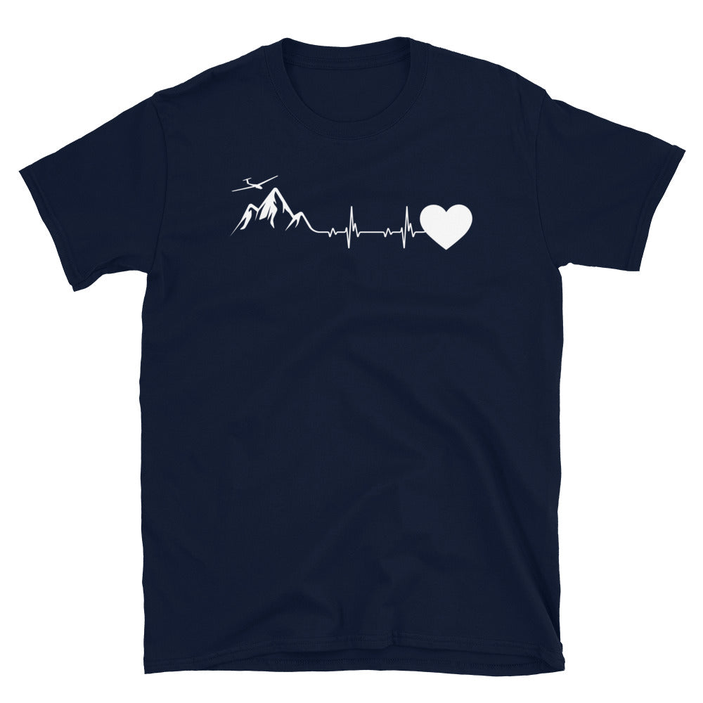 Herzschlag Herz Und Segelflugzeug - T-Shirt (Unisex) berge Navy