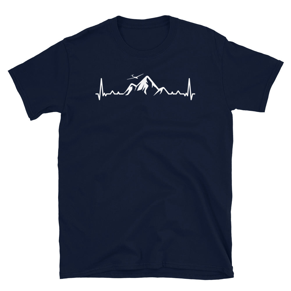Herzschlag Berg Und Segelflugzeug - T-Shirt (Unisex) berge Navy