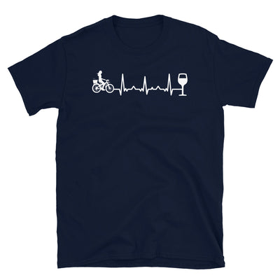 Herzschlag Wein And Radfahren - T-Shirt (Unisex) fahrrad Navy