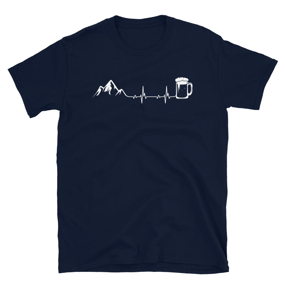 Herzschlag Berge Und Bier - T-Shirt (Unisex) berge wandern Navy