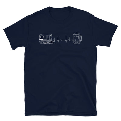Herzschlag Camping Und Bier - T-Shirt (Unisex) camping Navy