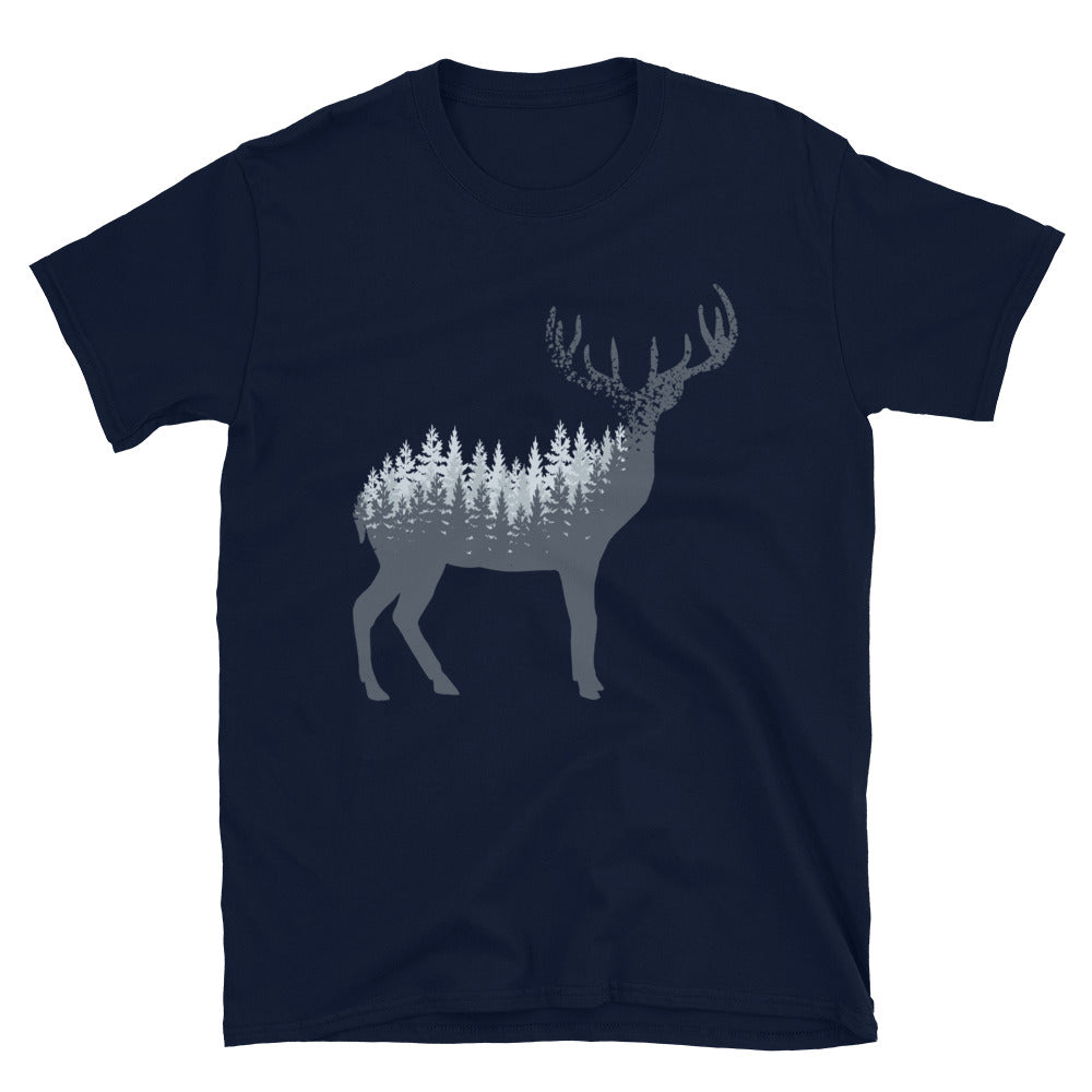 Hirsch Abstrakt - T-Shirt (Unisex) camping wandern Navy