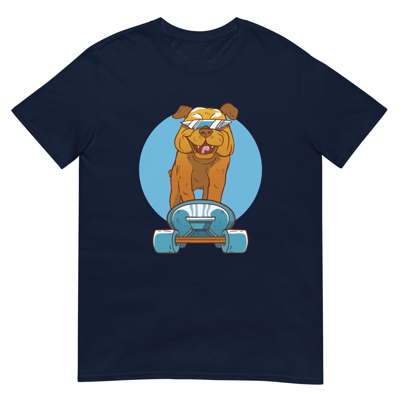 Bulldogge auf Skateboard mit futuristischen Sonnenbrillen - Herren T-Shirt Other_Niches xxx yyy zzz Navy