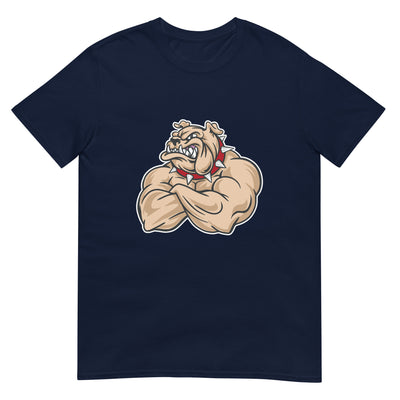 Bulldogge mit großen Muskeln, starker Aggression, motivierender Hund im Fitnessstudio - Herren T-Shirt Other_Niches xxx yyy zzz Navy