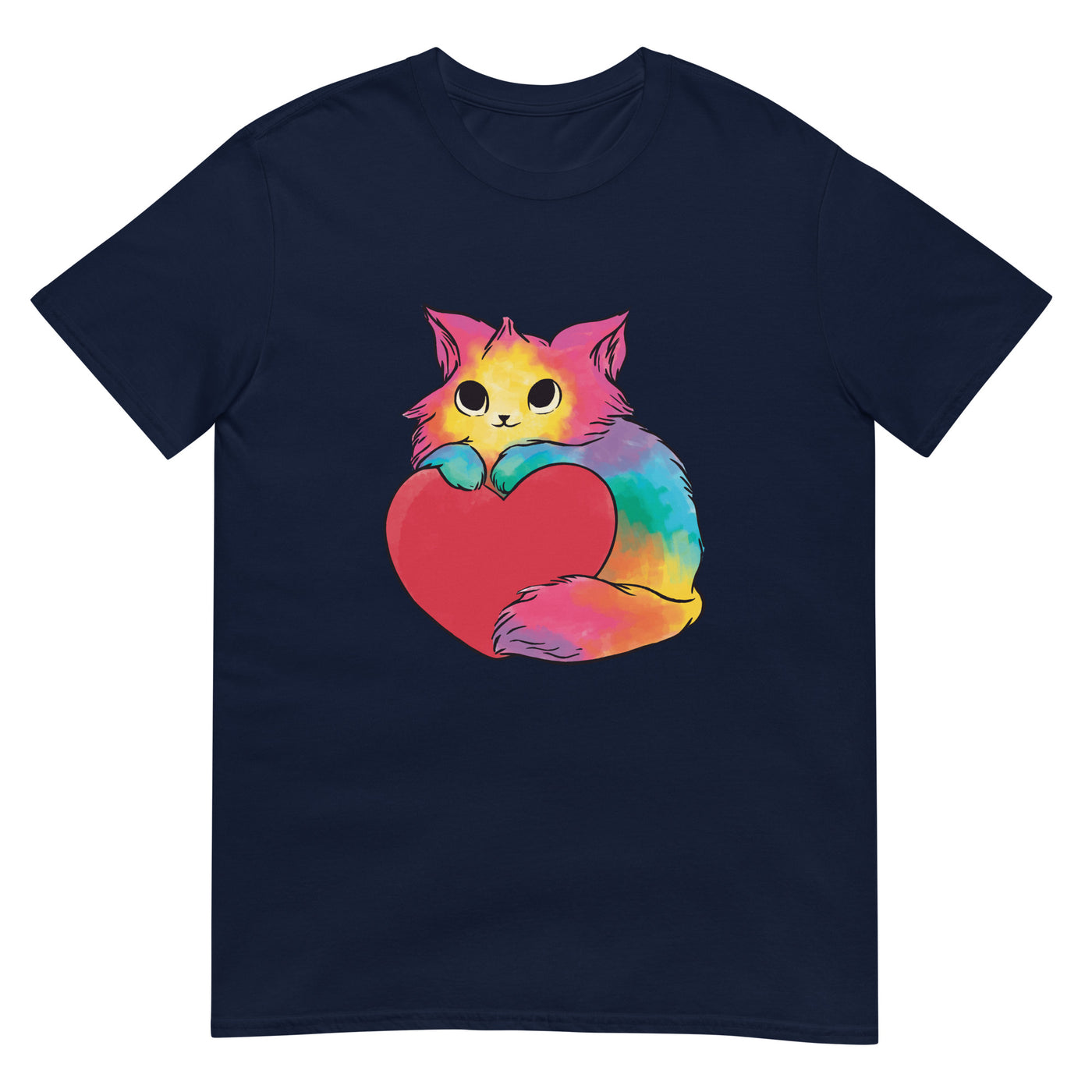 Katze und Herz in Regenbogenfarben - Wunderschön - Herren T-Shirt Other_Niches xxx yyy zzz Navy