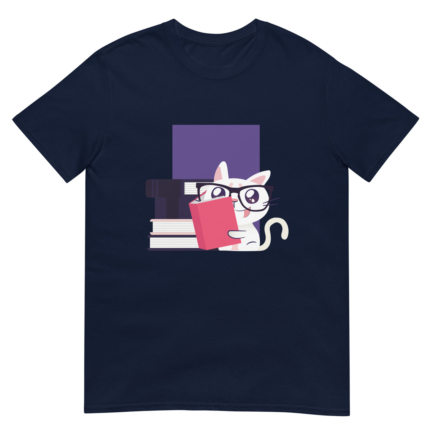 Katze als Nerd, liest Bücher und trägt Brille - Herren T-Shirt Other_Niches xxx yyy zzz Navy