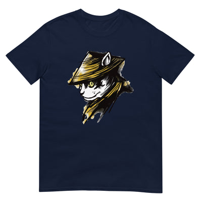 Katzen-Samurai - Gesichtsporträt eines coolen, motivierenden Katzenkriegers - Herren T-Shirt Other_Niches xxx yyy zzz Navy