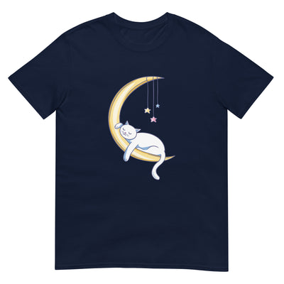Katze schläft auf einem Halbmond mit hängenden Sternen - Herren T-Shirt Other_Niches xxx yyy zzz Navy