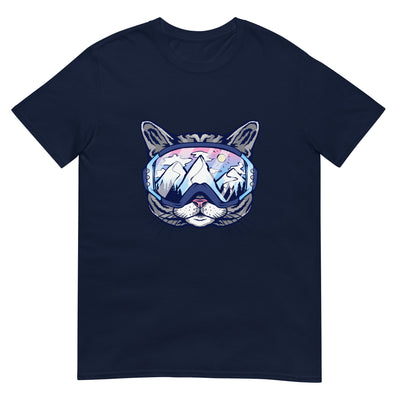 Katze mit Skibrille und Bergspiegelung - Gesichtsporträt - Herren T-Shirt Other_Niches xxx yyy zzz Navy