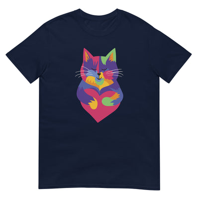 Bunter Katze mit Herzmuster - Herren T-Shirt Other_Niches xxx yyy zzz Navy