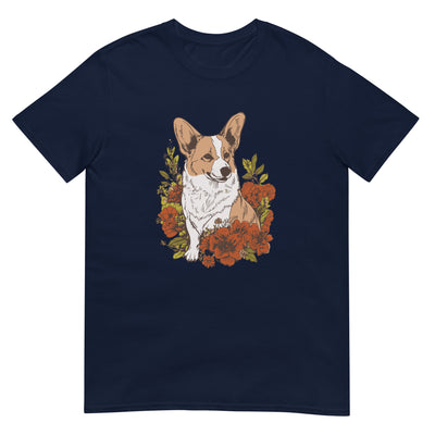 Corgi Hund und Blumen - Herren T-Shirt Other_Niches xxx yyy zzz Navy