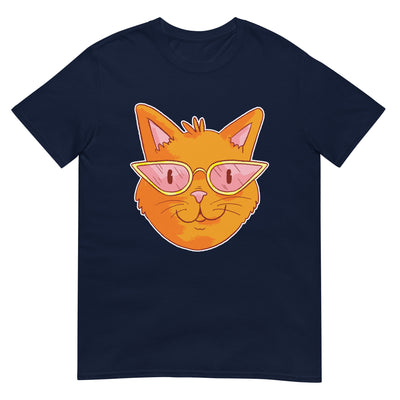 Katzen-Gesicht mit Brille - Verrücktes Porträt - Herren T-Shirt Other_Niches xxx yyy zzz Navy
