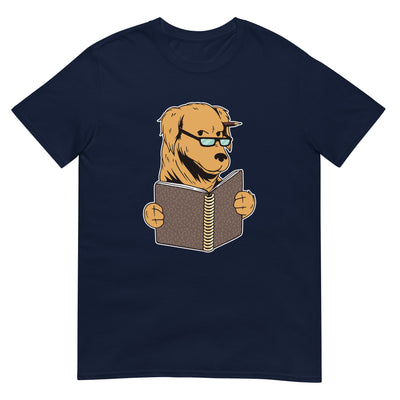 Hund liest Buch und studiert mit Brille - Intelligent - Herren T-Shirt Other_Niches xxx yyy zzz Navy