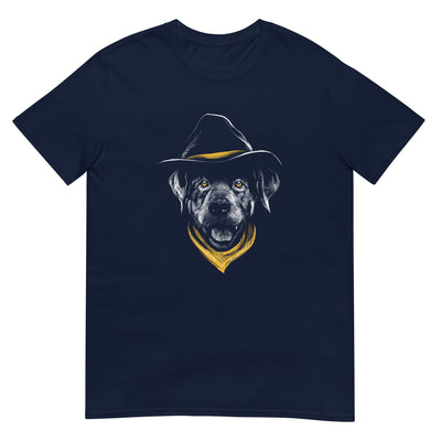 Hund mit Cowboyhut - Monochromes Porträtgesicht - Herren T-Shirt Other_Niches xxx yyy zzz Navy