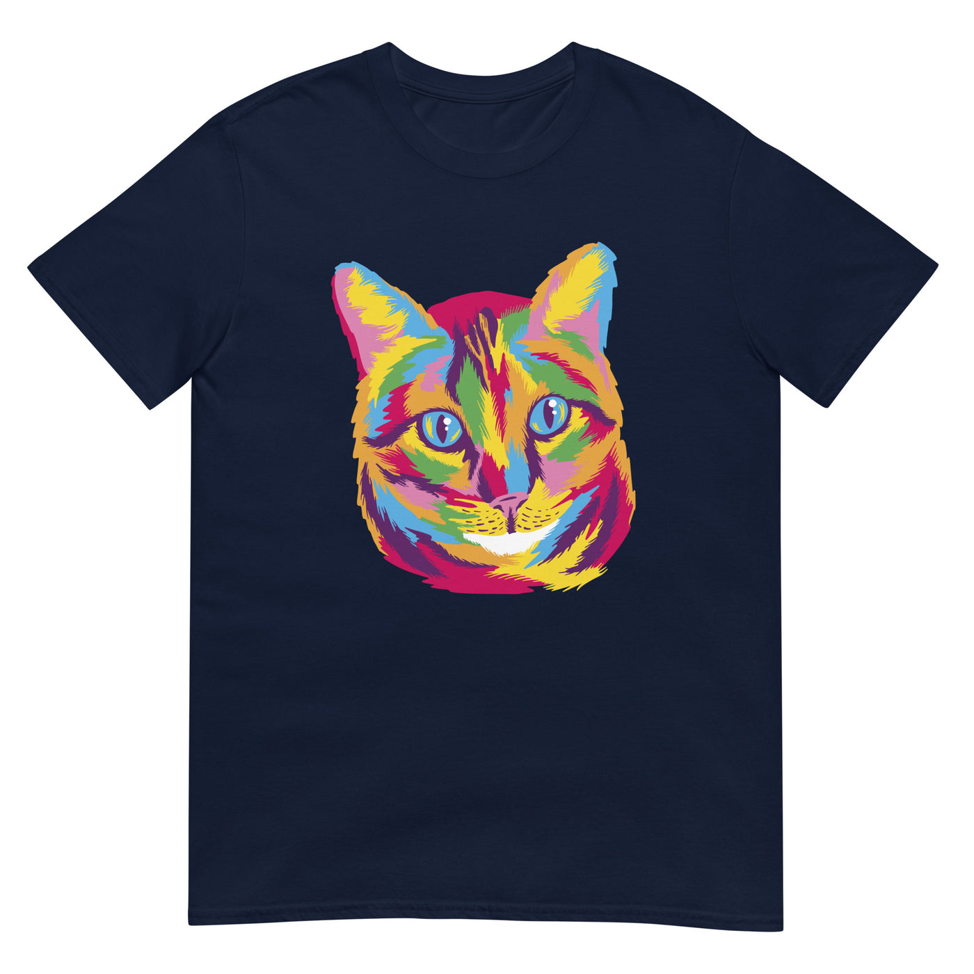 Gesicht einer bunten Katze - Porträt - Herren T-Shirt Other_Niches xxx yyy zzz Navy