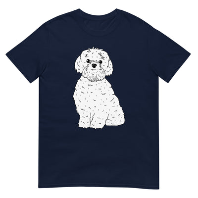 Flauschiger Bolonka Zwetna Hund in weißer Skizze - Herren T-Shirt Other_Niches xxx yyy zzz Navy