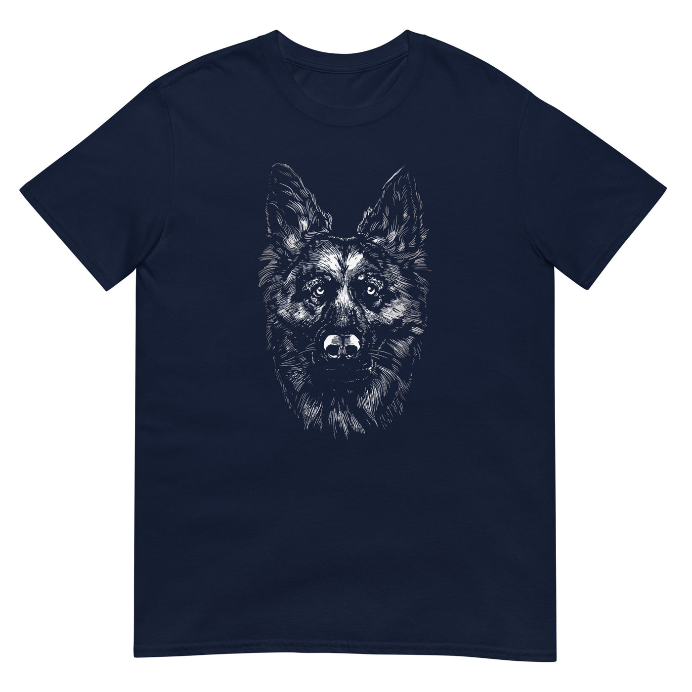 Deutscher Schäferhund Monochromes Kopfporträt - Herren T-Shirt Other_Niches xxx yyy zzz Navy