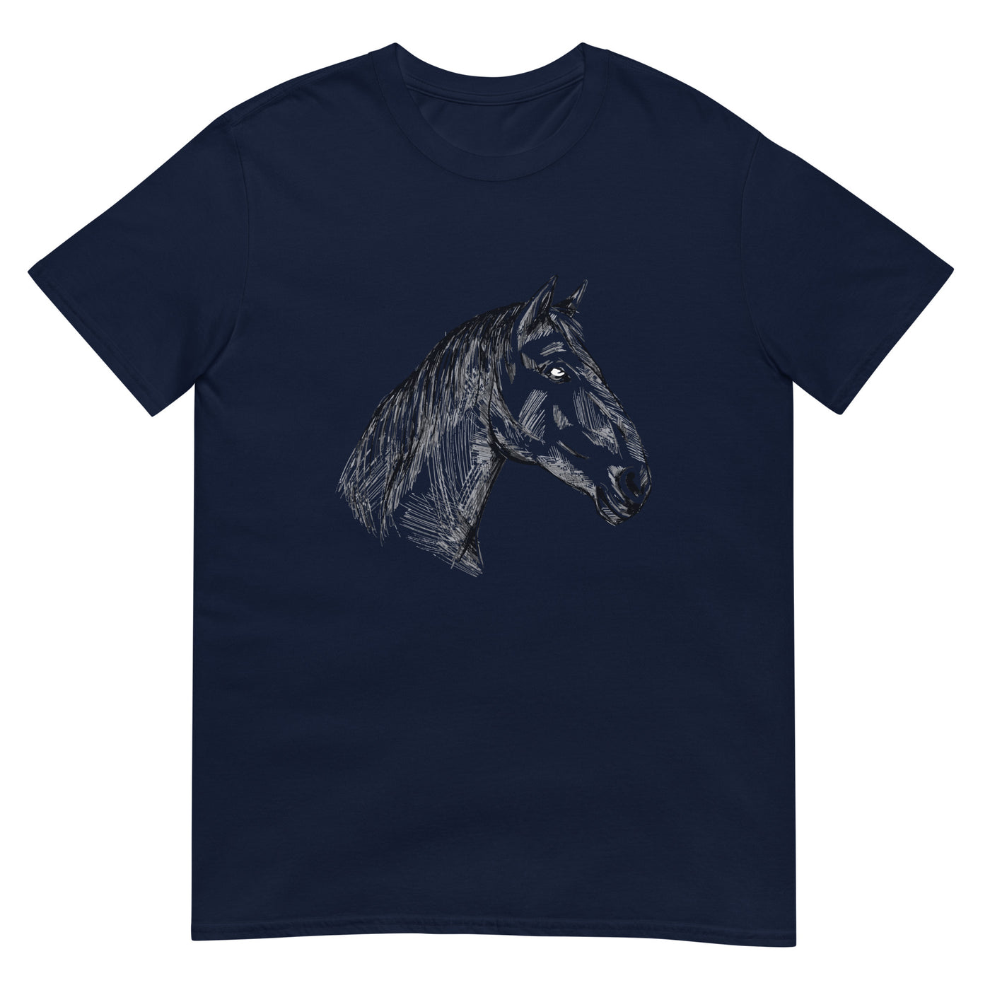 Pferdezeichnung eines Pferdekopfes - Porträt - Herren T-Shirt Other_Niches xxx yyy zzz Navy