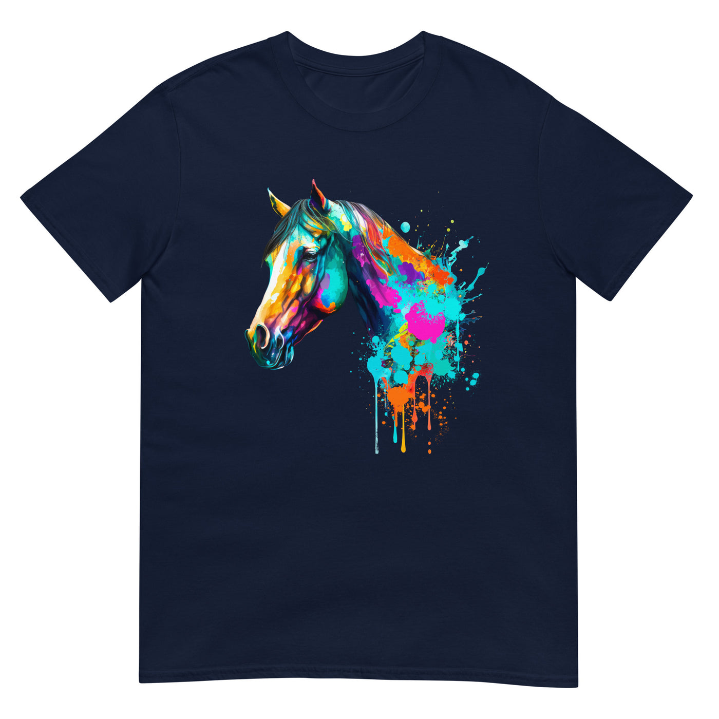 Pferdekopf mit bunter Aquarellmalerei - Herren T-Shirt Other_Niches xxx yyy zzz Navy