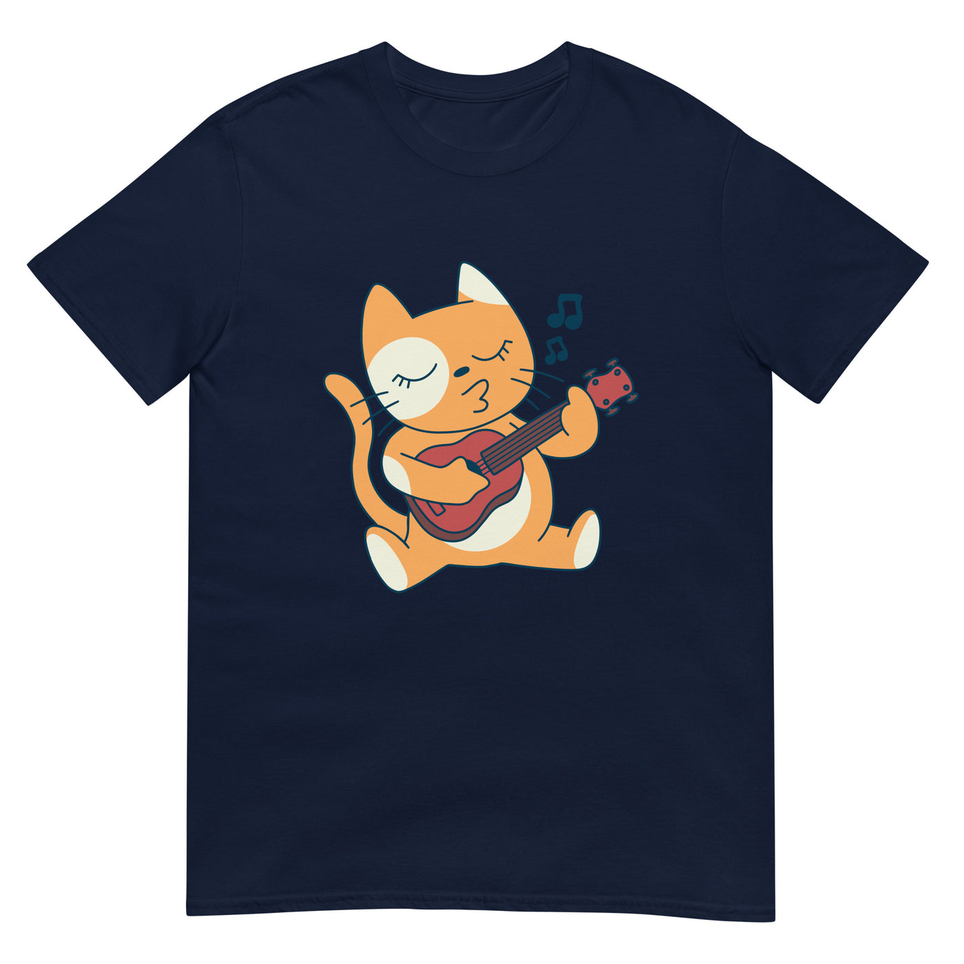 Orange Katze spielt Ukulele - Musik - Herren T-Shirt Other_Niches xxx yyy zzz Navy