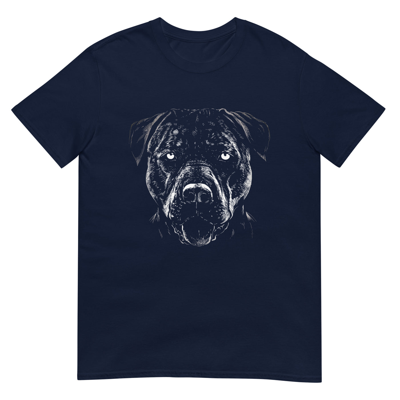 Pitbull Hundekopfporträt in monochromer Fotografie - Herren T-Shirt Other_Niches xxx yyy zzz Navy