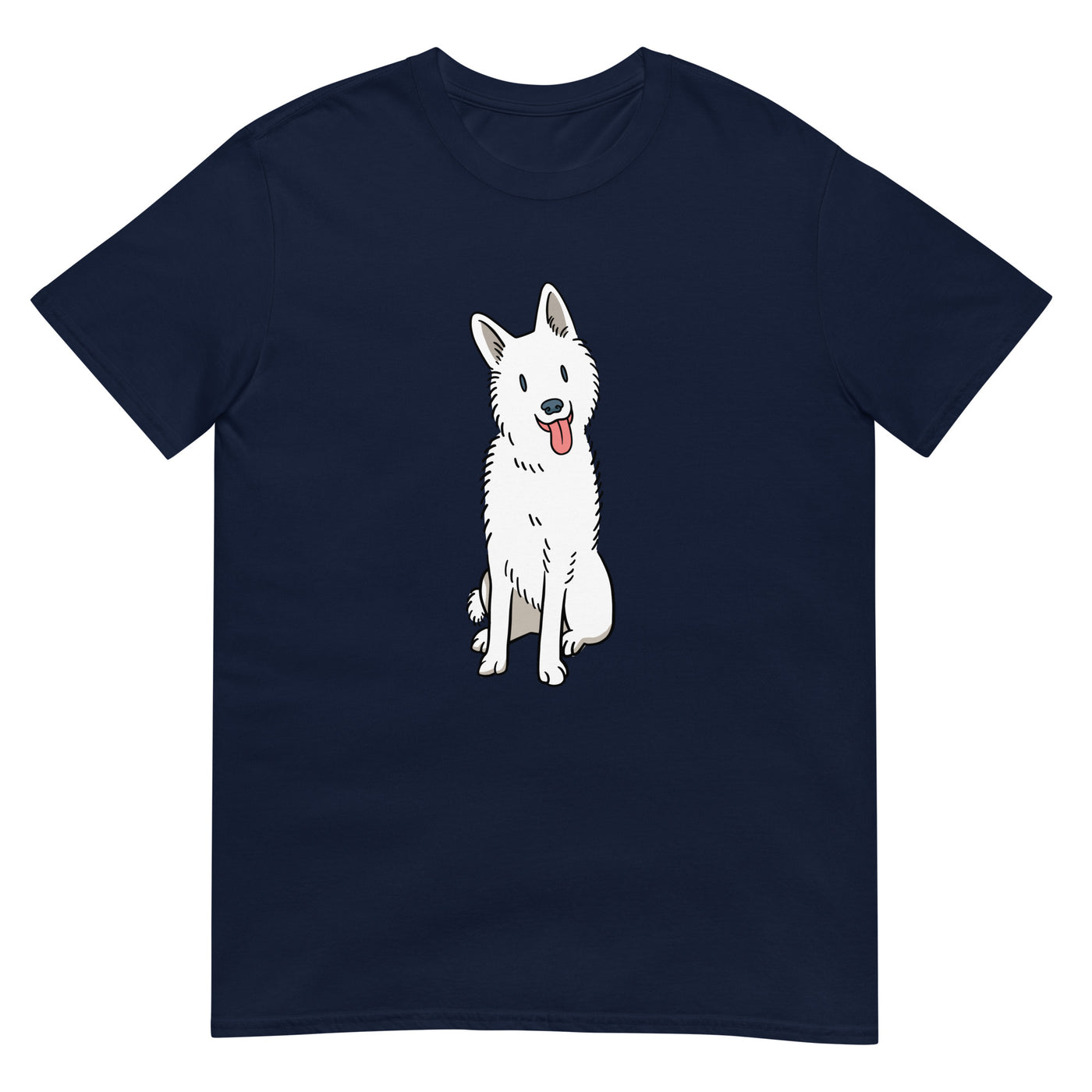 Schäferhund mit herausgestreckter Zunge und weißer Farbe - Herren T-Shirt Other_Niches xxx yyy zzz Navy