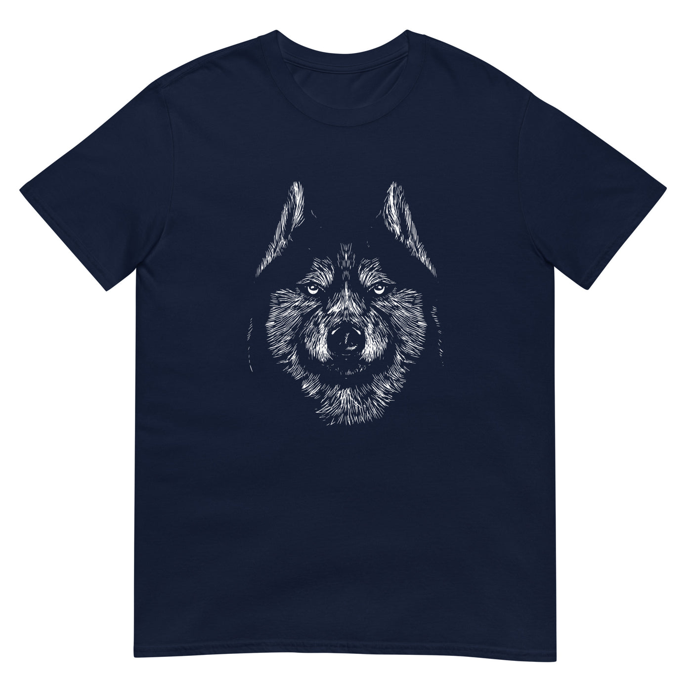 Sibirischer Husky Hundegesicht - Monochrome Fotografie Porträt - Herren T-Shirt Other_Niches xxx yyy zzz Navy