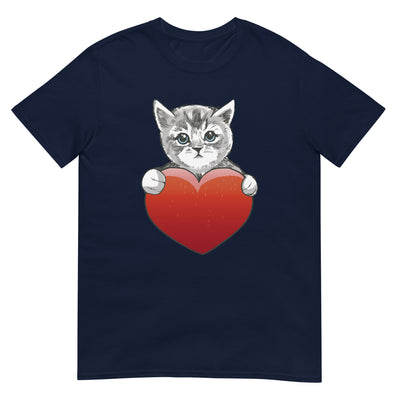 Süße Katze mit rotem Herz - Herren T-Shirt Other_Niches xxx yyy zzz Navy