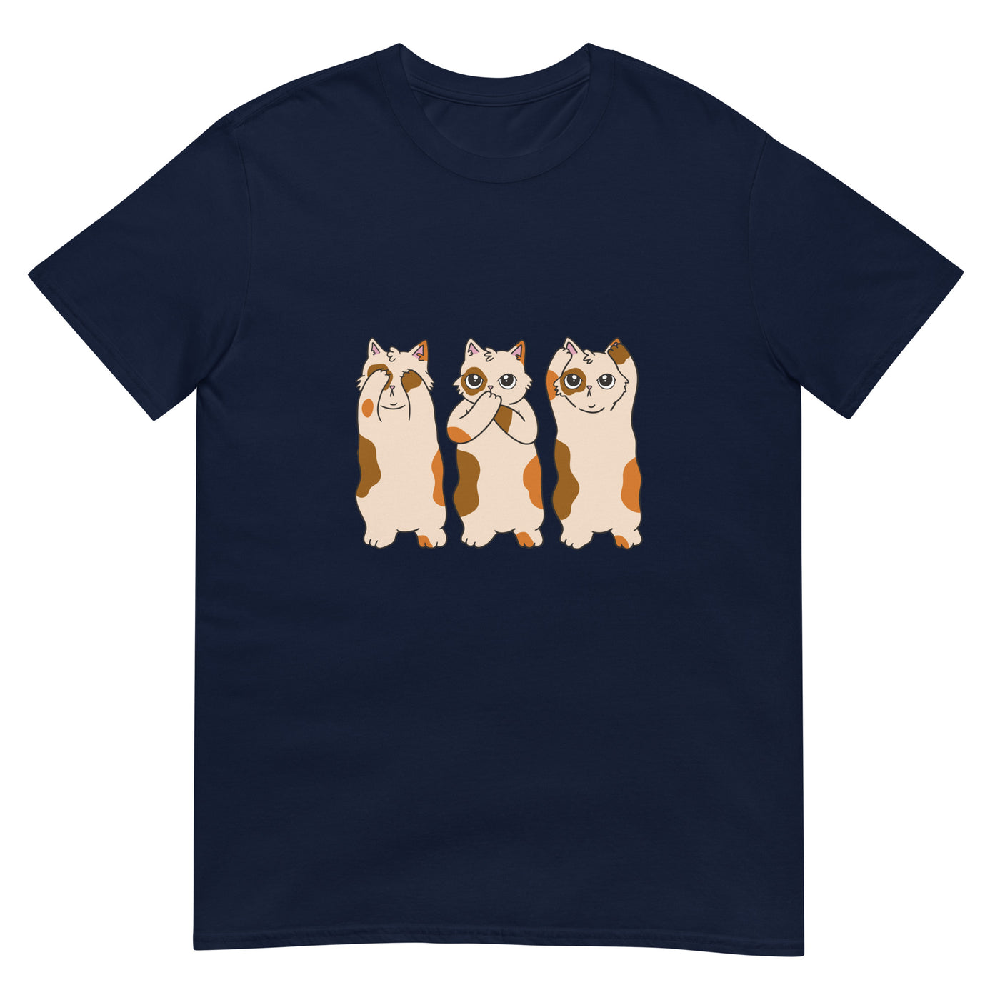 Drei Katzen bedecken Augen, Mund und Ohren - Herren T-Shirt Other_Niches xxx yyy zzz Navy