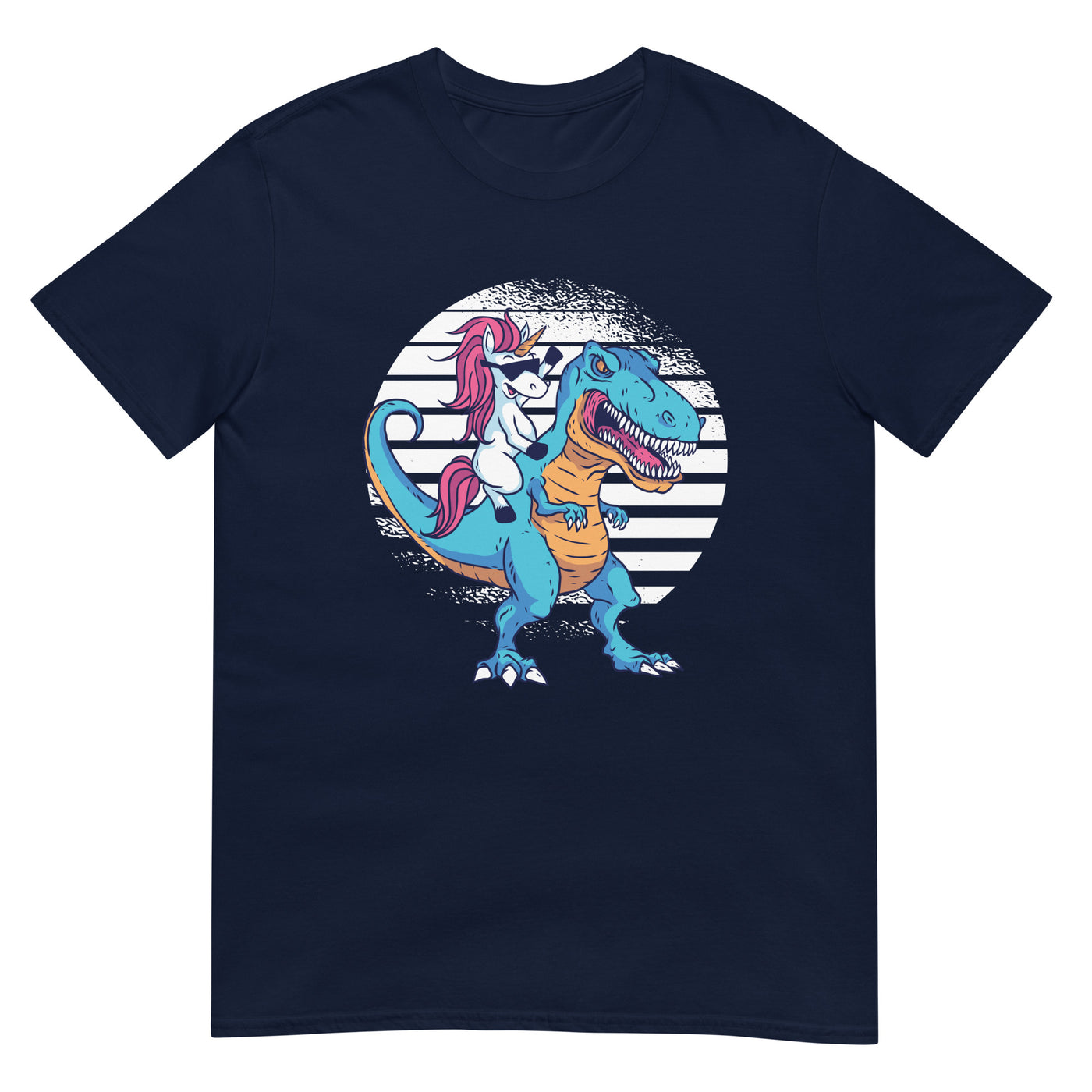 Einhorn reitet auf T-Rex - Sonnenbrille, Verrücktheit, Cartoon - Herren T-Shirt Other_Niches xxx yyy zzz Navy