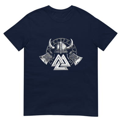 Valknut-Symbol der Wikinger und Helm mit Äxten - Monochrom - Herren T-Shirt Other_Niches xxx yyy zzz Navy