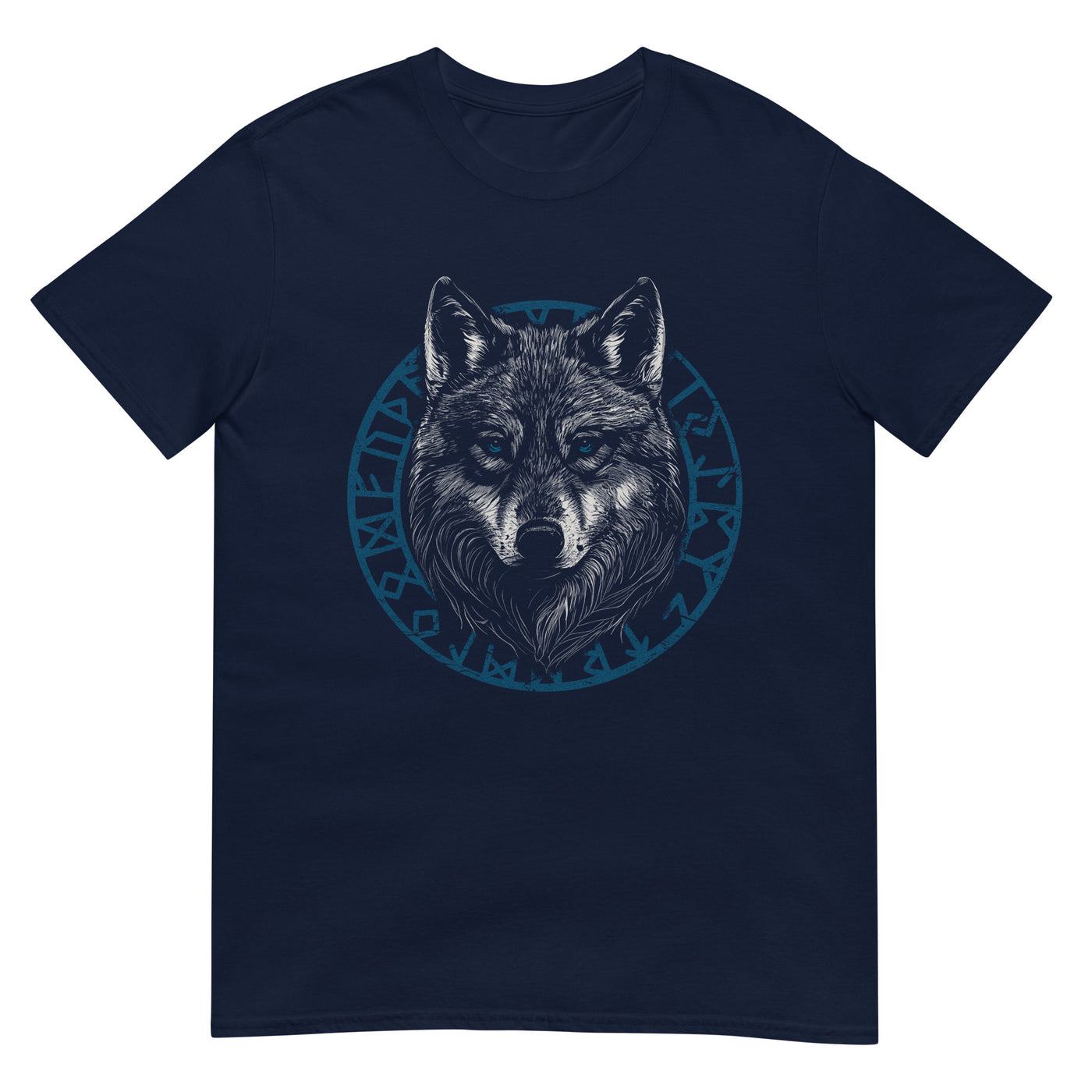 Wolfkopf mit Wikinger-Symbol - Porträt - Herren T-Shirt Other_Niches xxx yyy zzz Navy