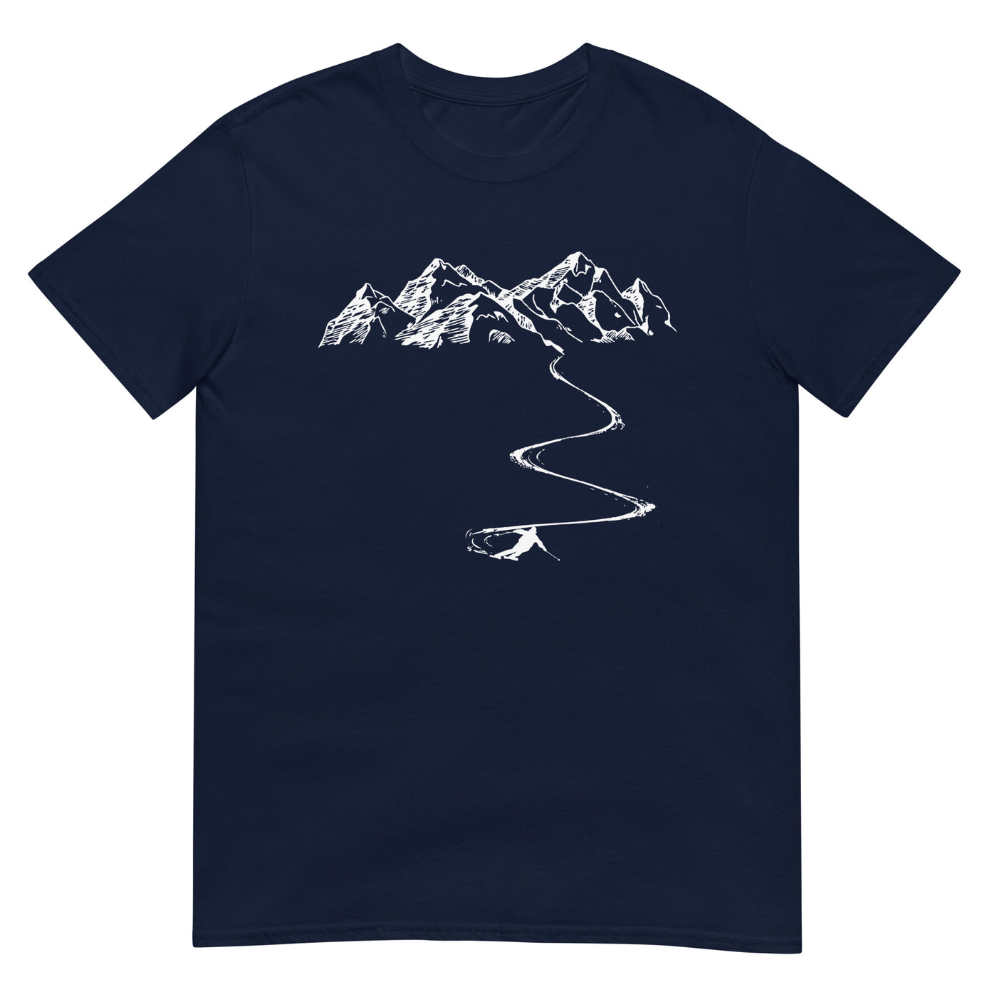 Berge - Kurve Linie - Skifahren - T-Shirt (Unisex) klettern ski xxx yyy zzz Navy