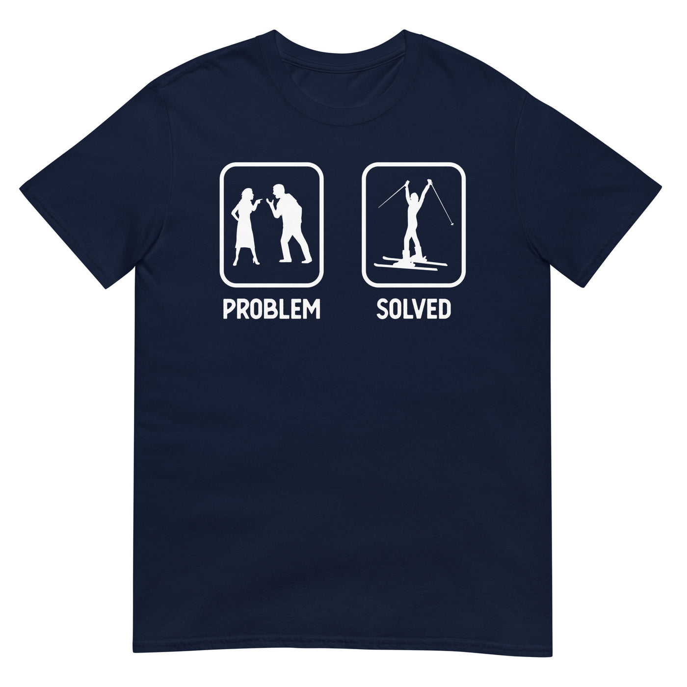 Problem Solved - Frau Skifahren - T-Shirt (Unisex) klettern ski xxx yyy zzz Navy