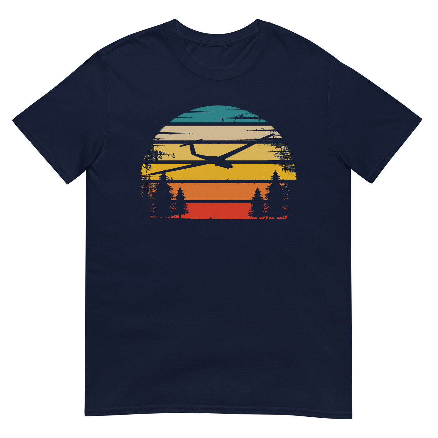 Retro Sonne und Segelflugzeug - T-Shirt (Unisex) berge xxx yyy zzz Navy