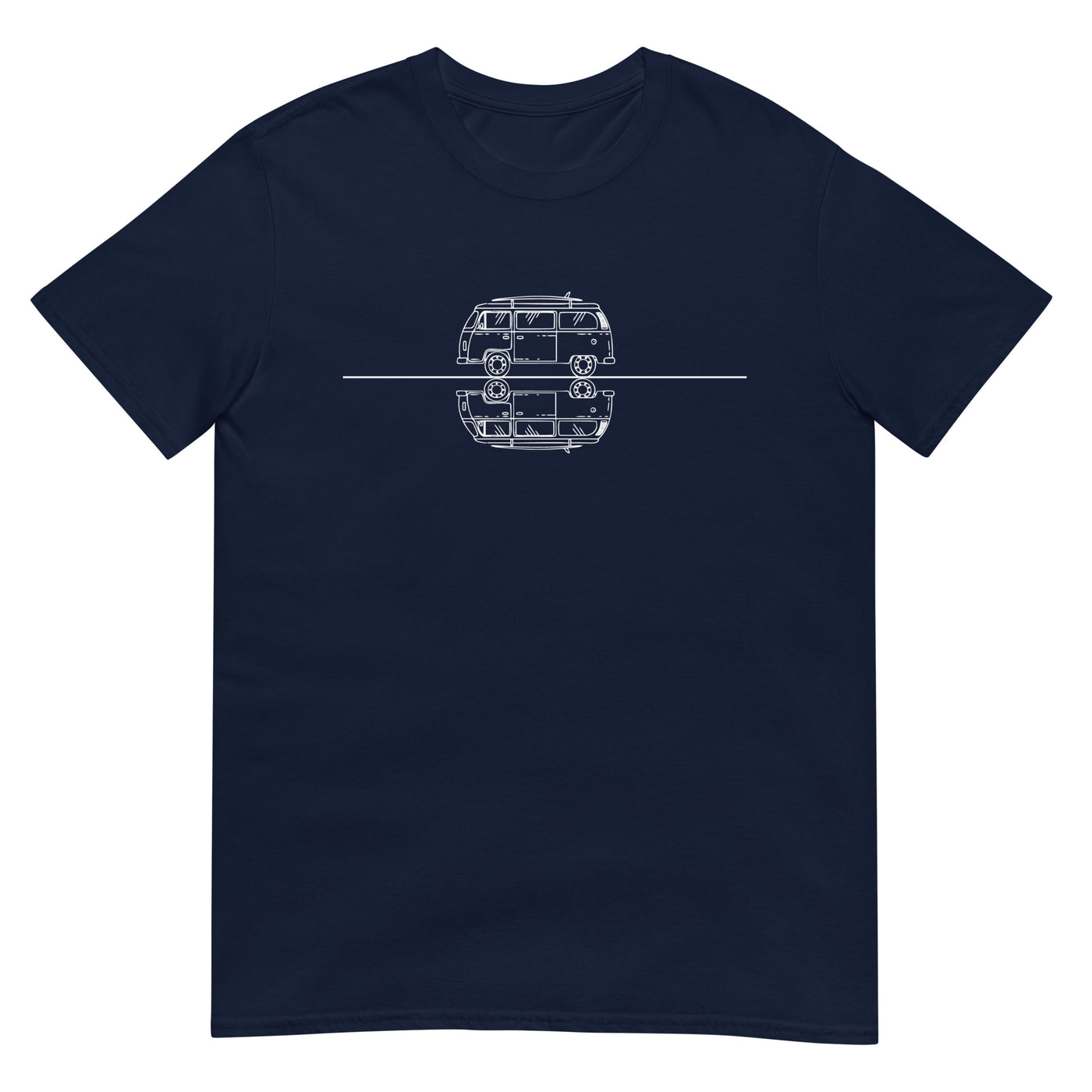 Gerade_Linie_-_Camping_Van_-_(C)_(2) - Unisex Basic Softstyle T-Shirt | Gildan 64000 camping xxx yyy zzz Navy