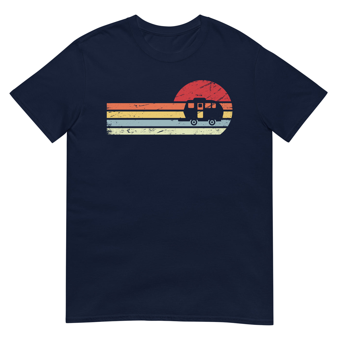 Sonne und Retro Linies - Camping Caravan - T-Shirt (Unisex) camping xxx yyy zzz Navy