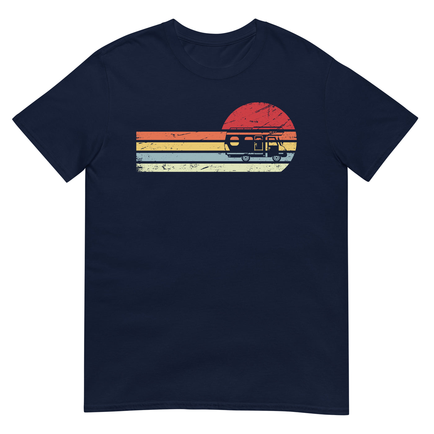 Sonne und Retro Linies - Camping Van - (C) - Unisex Basic Softstyle T-Shirt | Gildan 64000