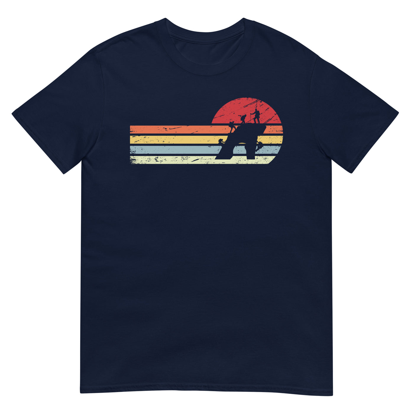 Sonne und Retro Linies - Klettern - T-Shirt (Unisex) klettern xxx yyy zzz Navy