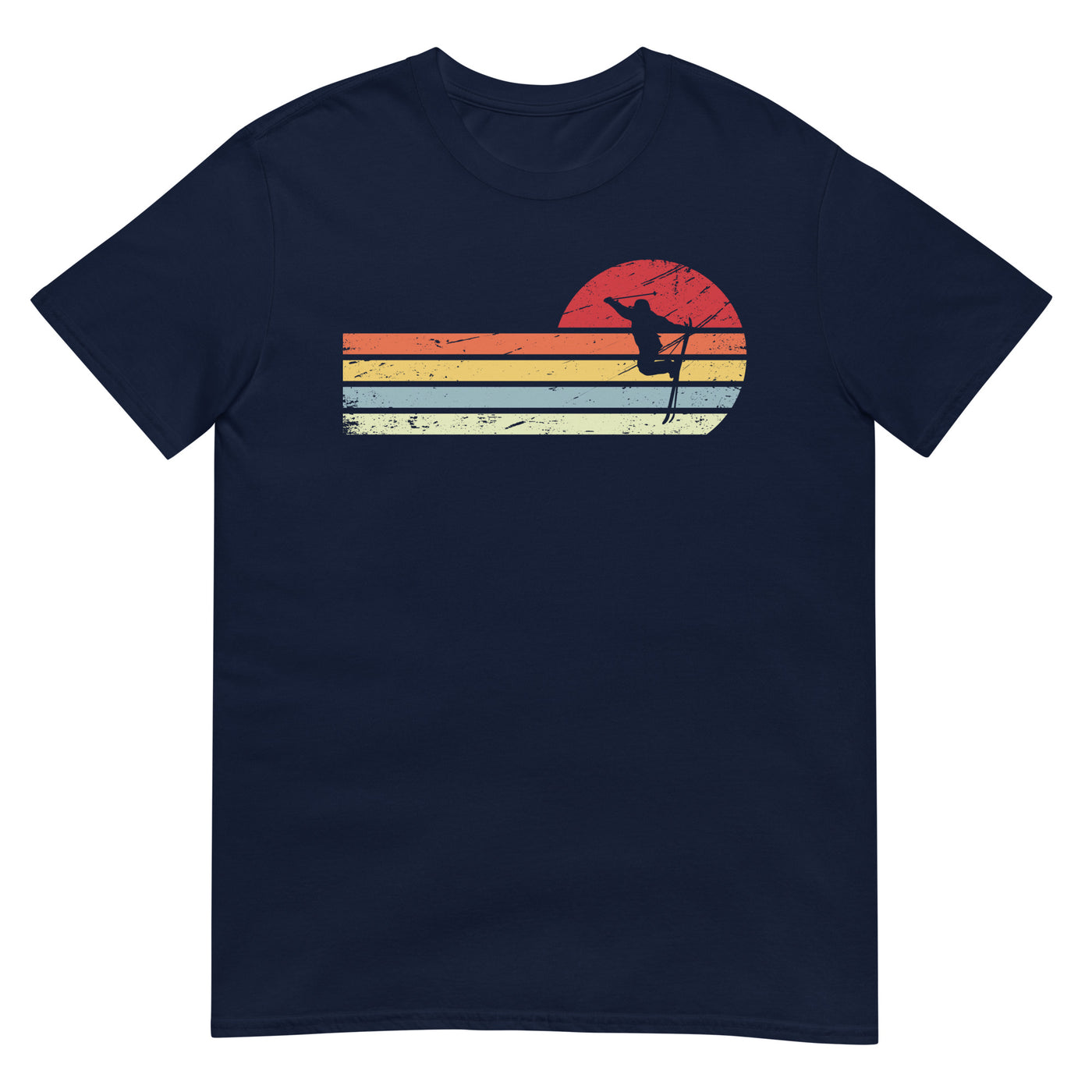 Sonne und Retro Linies - Skifahren - T-Shirt (Unisex) klettern ski xxx yyy zzz Navy