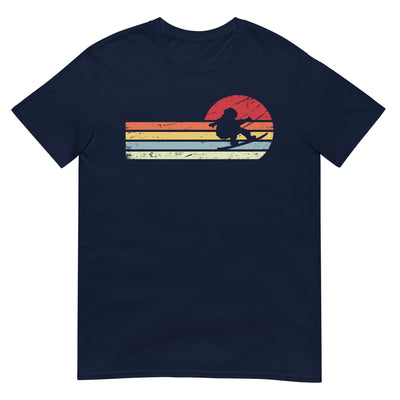 Sonne_und_Retro_Linies_-_Snowboarding_-_(SN) - Unisex Basic Softstyle T-Shirt | Gildan 64000 xxx yyy zzz Navy