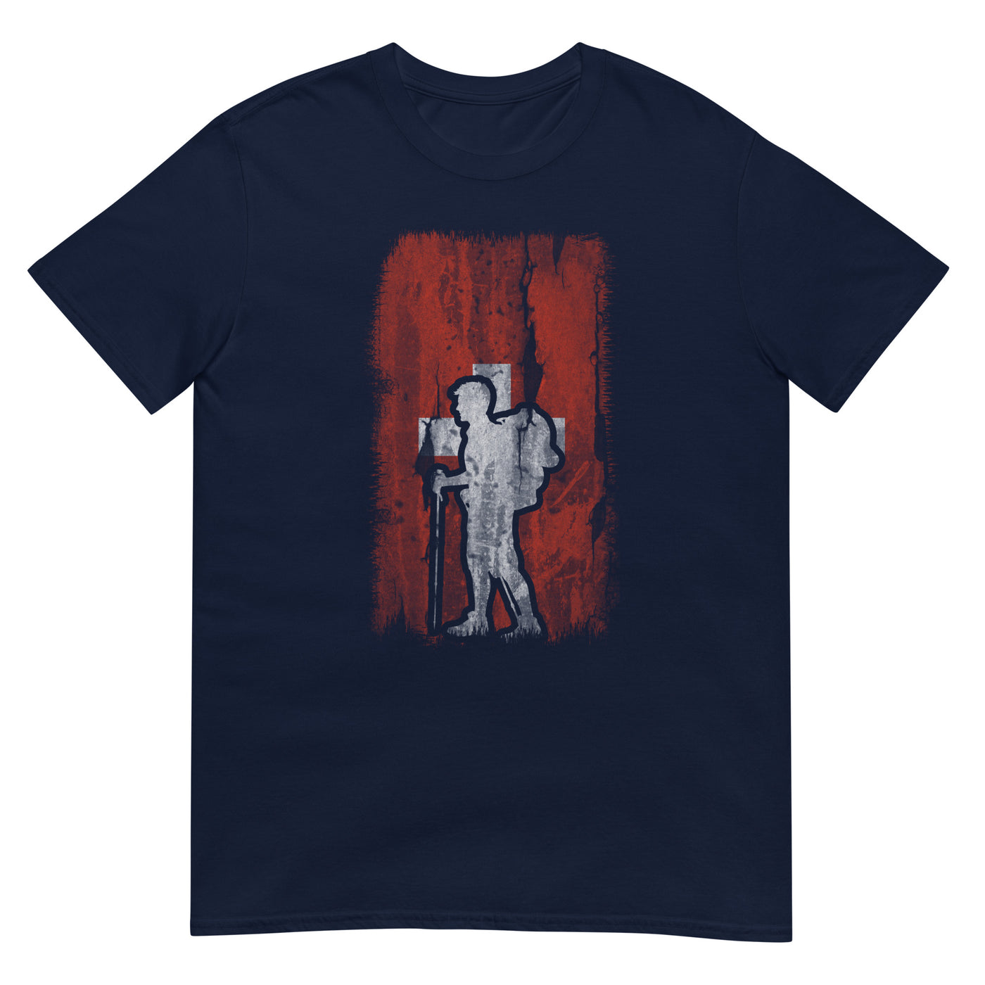 Schweizer Flagge und Wandern - T-Shirt (Unisex) wandern xxx yyy zzz Navy