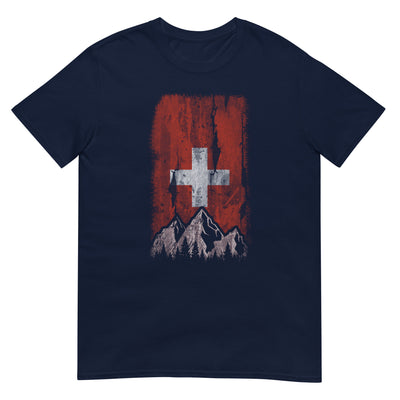 Schweizer Flagge und Berge - T-Shirt (Unisex) berge xxx yyy zzz Navy