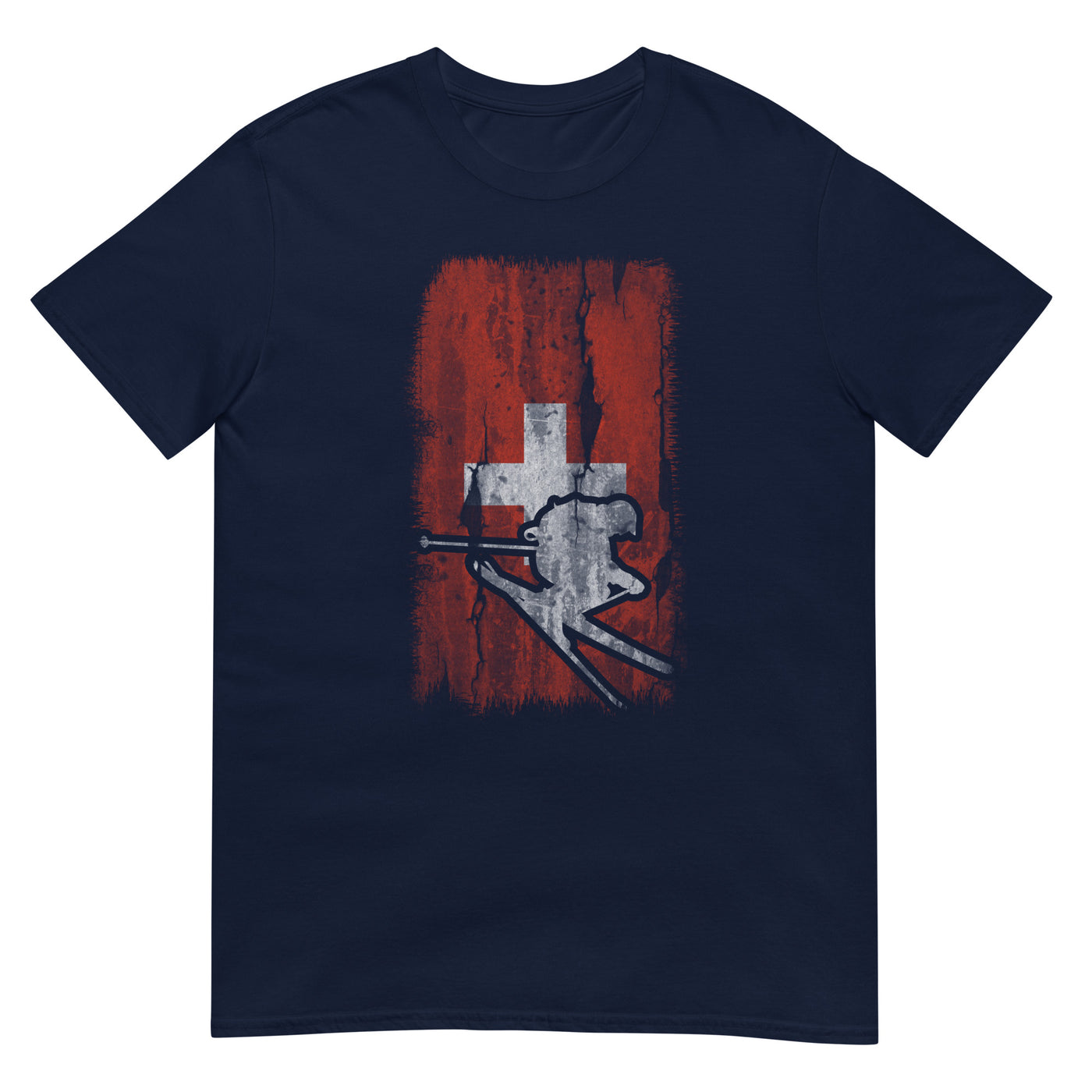 Schweizer Flagge und Skifahren - T-Shirt (Unisex) klettern ski xxx yyy zzz Navy