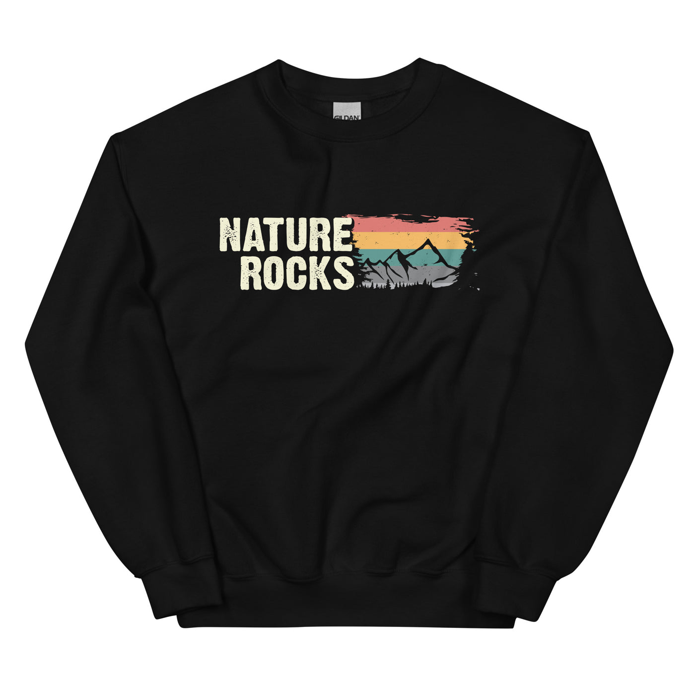 Nature Rocks - Sweatshirt (Unisex) berge camping wandern Schwarz